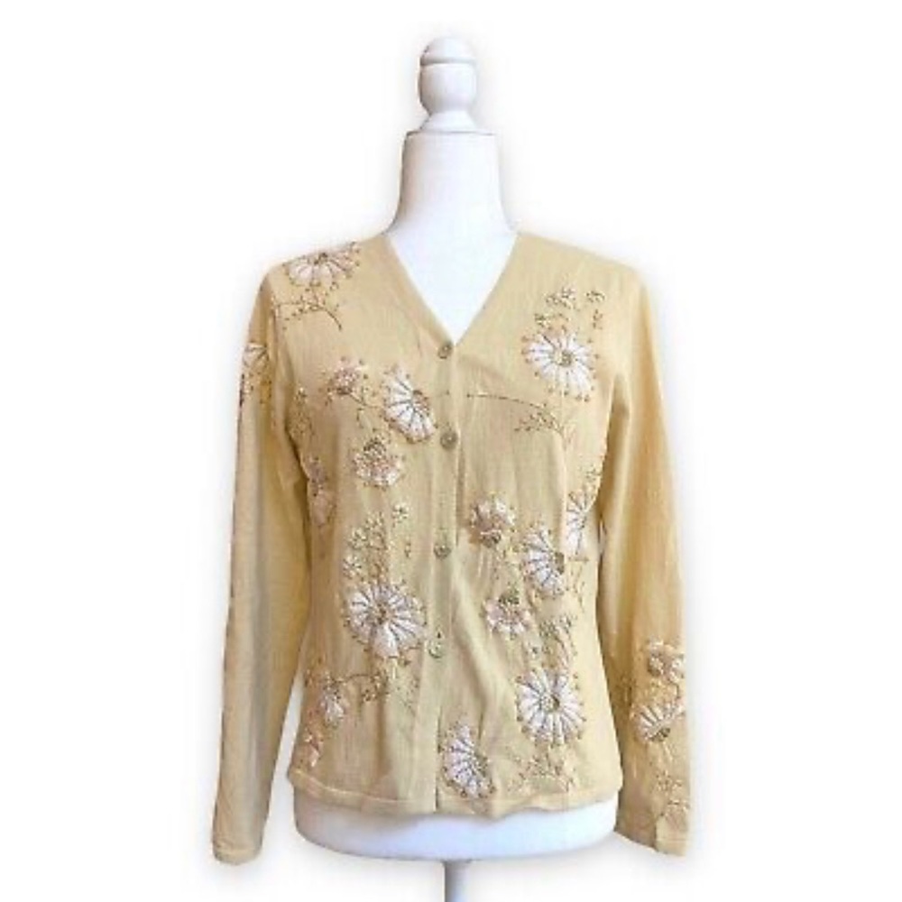 Talbots Embroidered Floral Cardigan